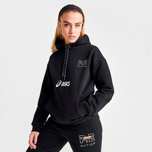 P.e Nation Women&apos;s x Asics Tracklite Hoodie in Black/Black Size XL Cotton - 5886039