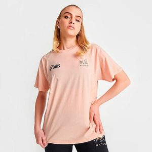 P.e Nation Women&apos;s x Asics Tracklite T-Shirt in Pink/Peach Size XL Cotton/Jersey - 5886034