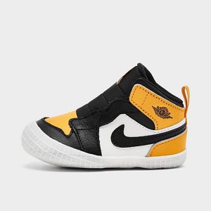 Jordan Infant Air Retro 1 Crib Booties in Black/Taxi Size 4.0 Leather - 3209629