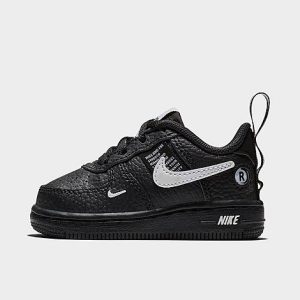 Nike Kids&apos; Toddler Force 1 LV8 Utility Casual Sneakers in Black/Black Size 4.0 Leather - 3218672
