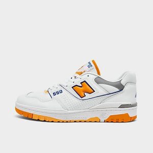 New Balance Men&apos;s 550 Casual Shoes in White/Orange/White Size 8.0 Leather - 3155452