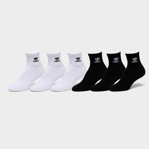 Adidas Originals Trefoil Casual Cushioned Crew Socks (6-Pack) in Black/White/Black Size Medium Cotton/Nylon/Polyester - 8203820