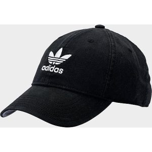 Adidas Originals Precurved Washed Strapback Hat in Black/Black 100% Cotton - 5554292