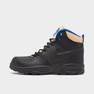 Nike Big Kids&apos; Manoa Leather Boots in Blue/Black/Black Size 7.0 Leather/Suede - 3171217