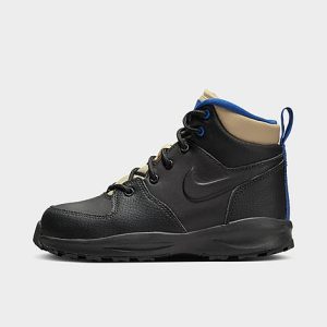 Nike Boys&apos; Little Kids&apos; Manoa Leather Boots in Blue/Black/Black Size 3.0 Leather/Suede - 3171033