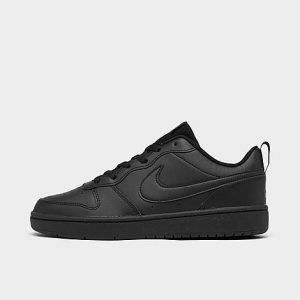 Nike Big Kids&apos; Court Borough Low 2 Casual Shoes in Black/Black Size 7.0 Leather - 2491545