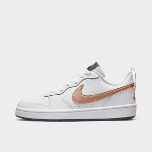 Nike Big Kids&apos; Court Borough Low 2 Casual Shoes in White/White Size 4.0 Leather - 3209489