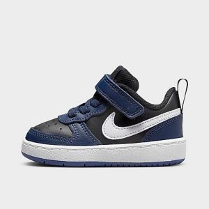 Nike Kids&apos; Toddler Court Borough Low 2 Casual Shoes in Blue/Black/Midnight Navy Size 2.0 Leather - 3524891