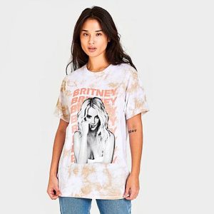 Graphic Tees Women&apos;s Britney Spears Repeat Tan Wash T-Shirt in White/Beige/Tan Size Large Cotton - 5885972