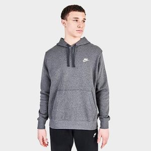 Nike Sportswear Club Fleece Embroidered Hoodie in Grey/Charcoal Heather Size 3XL - 5636792