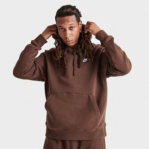 Nike Sportswear Club Fleece Embroidered Hoodie in Brown/Cacao Wow Size 2XL - 5848308