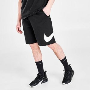 Nike Men&apos;s Sportswear Club Graphic Shorts in Black/Black Size Medium Cotton/Polyester/Fleece - 5747020