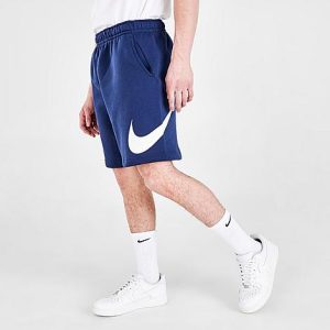 Nike Men&apos;s Sportswear Club Graphic Shorts in Blue/Midnight Navy Size Small Cotton/Polyester/Fleece - 5747029