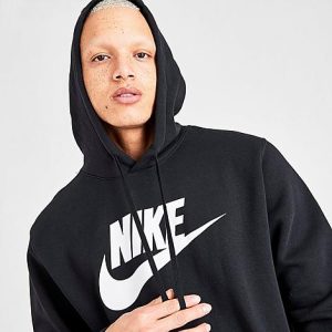 Nike Sportswear Club Fleece Hoodie in Black/Black Size LT Cotton/Polyester/Fleece - 5636514