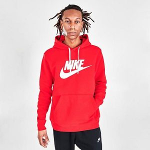 Nike Sportswear Club Fleece Hoodie in Red/University Red Size Small Cotton/Polyester/Fleece - 5631692