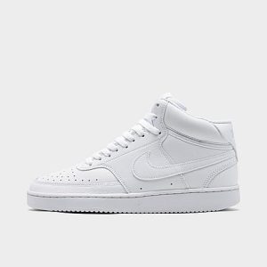 Nike Women&apos;s Court Vision Mid Casual Shoes in White/White Size 11.0 Leather - 2497580