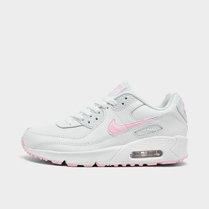 Nike Girls&apos; Big Kids&apos; Air Max 90 Casual Shoes in White/White Size 7.0 Leather - 3177281