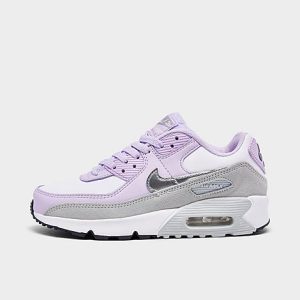 Nike Girls&apos; Big Kids&apos; Air Max 90 Casual Shoes in Purple/White Size 7.0 Leather - 3221326