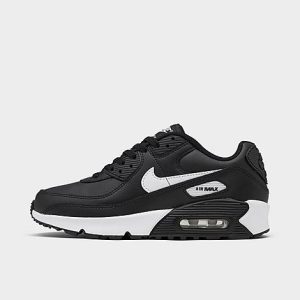 Nike Big Kids&apos; Air Max 90 Casual Shoes in Black/Black Size 7.0 Leather - 2514828