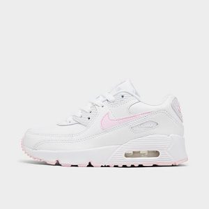 Nike Girls&apos; Little Kids&apos; Air Max 90 Casual Shoes in White/White Size 13.0 Leather - 3176971