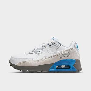 Nike Little Kids&apos; Air Max 90 Casual Shoes in Blue/White/White Size 11.0 Leather - 3217882