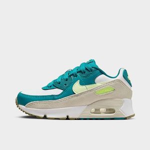 Nike Little Kids&apos; Air Max 90 Casual Shoes in Green/White Size 11.5 Leather - 3554585
