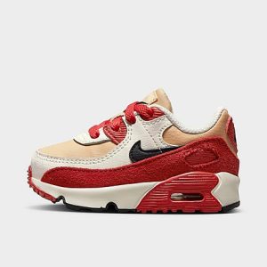 Nike Kids&apos; Toddler Air Max 90 Casual Shoes in Red/Beige/Sesame Size 7.0 Leather - 3524964