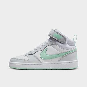 Nike Big Kids&apos; Court Borough Mid 2 Casual Shoes in White/Pure Platinum Size 7.0 Leather - 3555320