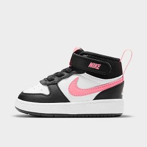 Nike Kids&apos; Toddler Court Borough Mid 2 Casual Shoes in Black/White/Black Size 4.0 Leather - 3554392