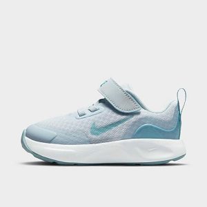 Nike Girls&apos; Toddler WearallDay Hook-and-Loop Casual Shoes in Blue/Aura Size 4.0 - 3217634