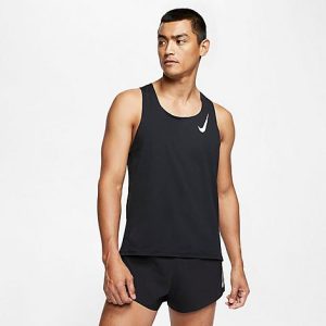 Nike Men&apos;s AeroSwift Running Singlet in Black/Black Size Small 100% Polyester/Fiber - 5810821