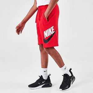 Nike Kids&apos; Sportswear HBR Club Fleece Shorts in Red/University Red Size Large Cotton/Polyester/Fleece - 5648476