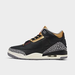 Women&apos;s Air Jordan Retro 3 Basketball Shoes in Black/Black Size 8.0 Leather - 3222958
