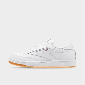Reebok Big Kids&apos; Classics Club C Casual Shoes in White/White Size 7.0 Leather - 2994237