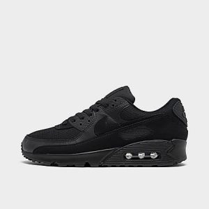 Nike Men&apos;s Air Max 90 Casual Shoes in Black/Black Size 12.5 Leather - 5166853