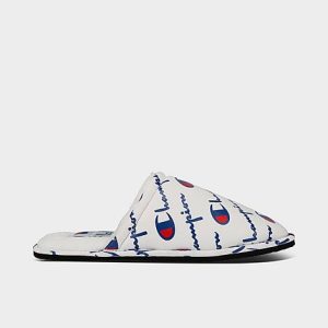 Champion Men&apos;s Sleepover Script Slippers in White/White Size 11.0 - 3123605