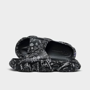 Champion Men&apos;s Meloso Squish Doodle Slide Sandals in Black/Black Size 13.0 Jersey - 3151746