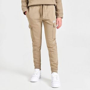 Nike Boys&apos; Sportswear Club Cargo Jogger Pants in Brown/Khaki Size XS Cotton/Polyester/Fleece - 5883810