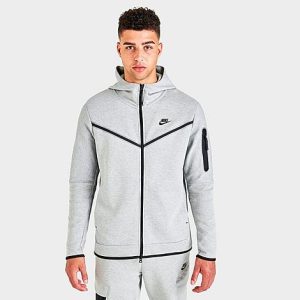 Nike Men&apos;s Sportswear Tech Fleece Taped Full-Zip Hoodie in Grey/Dark Grey Heather Size 3XL Cotton/Polyester/Fleece - 5701831