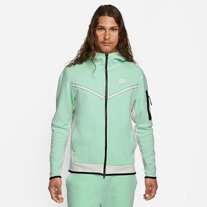 Nike Men&apos;s Sportswear Tech Fleece Taped Full-Zip Hoodie in Green/Mint Foam Size 2XL Cotton/Polyester/Fleece - 5821237