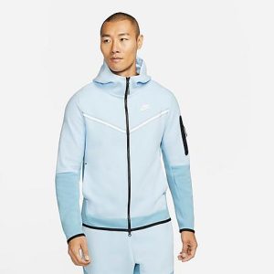 Nike Men&apos;s Sportswear Tech Fleece Taped Full-Zip Hoodie in Blue/Celestine Blue Size XL Cotton/Polyester/Fleece - 5821186