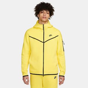 Nike Men&apos;s Sportswear Tech Fleece Taped Full-Zip Hoodie in Yellow/Yellow Strike Size 2XL Cotton/Polyester/Fleece - 5821242
