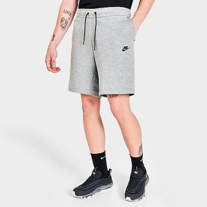 Nike Men&apos;s Sportswear Tech Fleece Shorts in Grey/Dark Grey Heather Size Medium Cotton/Polyester/Fleece - 5705233