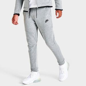 Nike Kids&apos; Sportswear Tech Fleece Jogger Pants in Grey/Dark Grey Heather Size Large 100% Cotton/Polyester/Fleece - 5623246