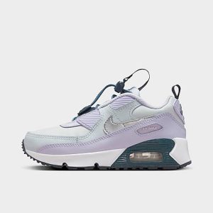 Nike Little Kids&apos; Air Max 90 Toggle Casual Shoes in Grey/Pure Platinum Size 13.5 Leather - 3554649