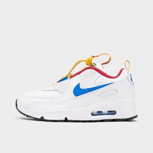 Nike Little Kids&apos; Air Max 90 Toggle Casual Shoes in White/White Size 13.0 Leather - 3150553