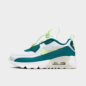 Nike Little Kids&apos; Air Max 90 Toggle Casual Shoes in Green/White Size 13.5 Leather - 3554661