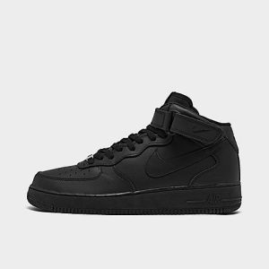 Nike Men&apos;s Air Force 1 Mid &apos;07 Casual Shoes in Black/Black Size 14.0 Leather - 5670767
