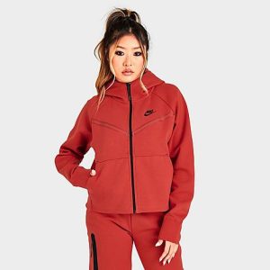Nike Women&apos;s Sportswear Tech Fleece Windrunner Full-Zip Hoodie in Red/Cinnabar Size XL Cotton/Polyester/Fleece - 5820180