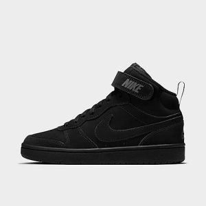 Nike Big Kids&apos; Court Borough Mid 2 Casual Shoes in Black/Black Size 5.5 Leather - 3178573